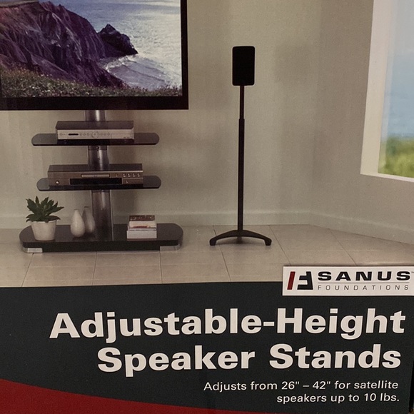 Sanus adjustable height speaker stands for surround sound - Picture 3 of 5